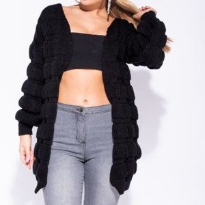 Black Chunky Knit Cardigan